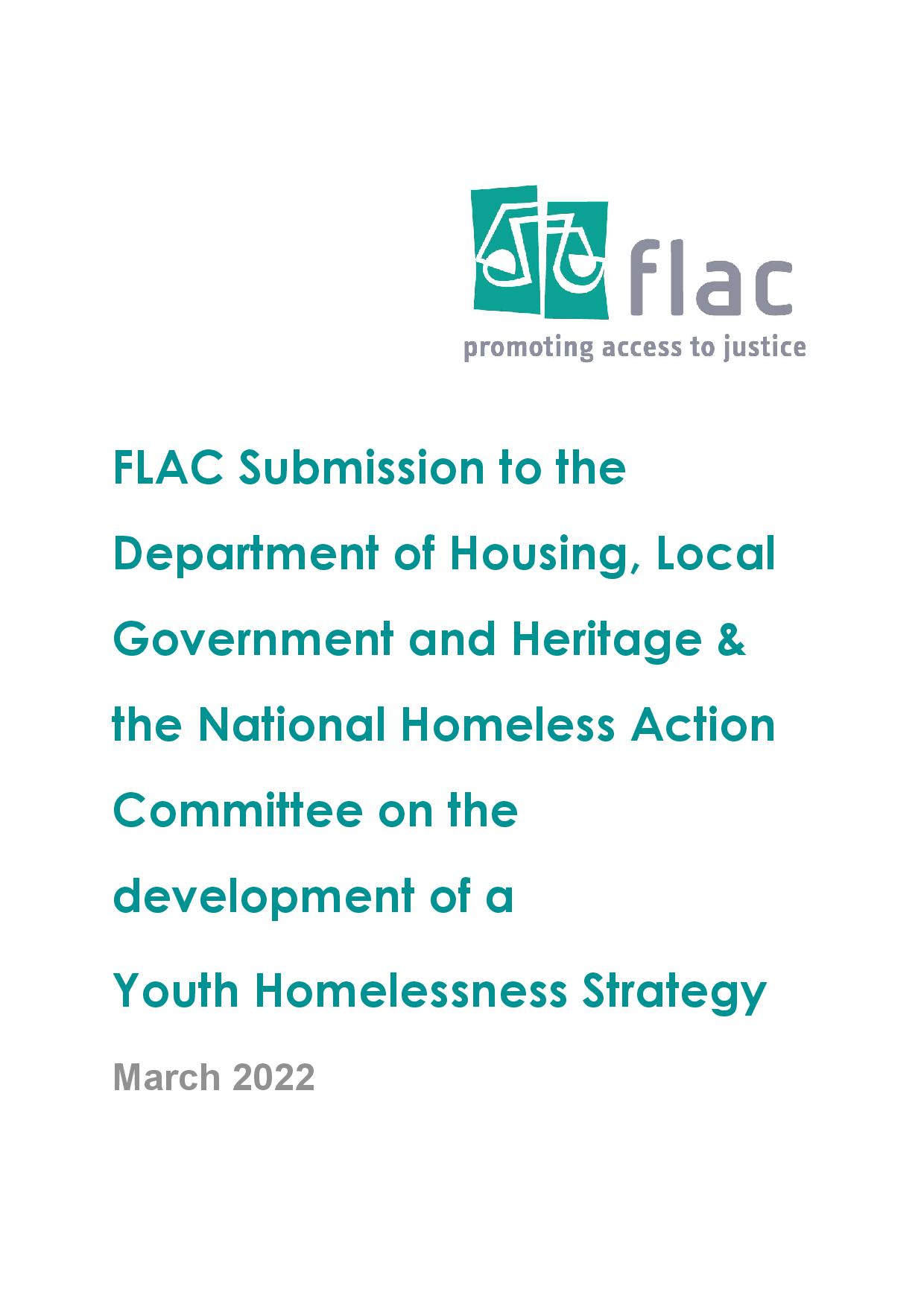 FLAC Submission on the development of a Youth Homelessness Strategy