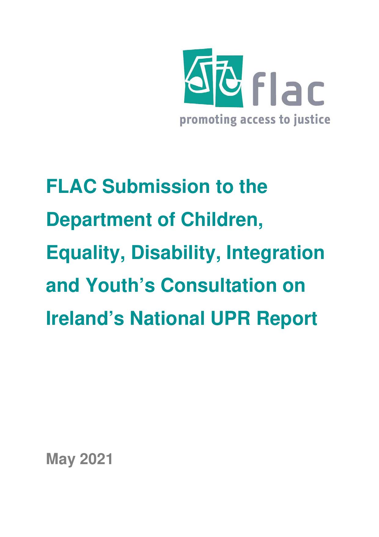 FLAC Submission to the Department of Children, Equality, Disability, Integration and Youth’s Consultation on Ireland’s National UPR Report