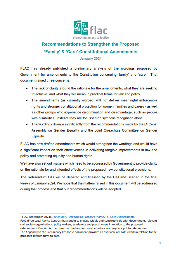 Recommendations to Strengthen the Proposed ‘Family’ and ‘Care’ Constitutional Amendments