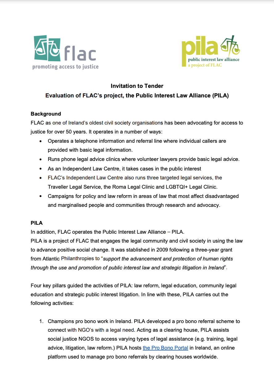 PILA Project Invitation to Tender updated